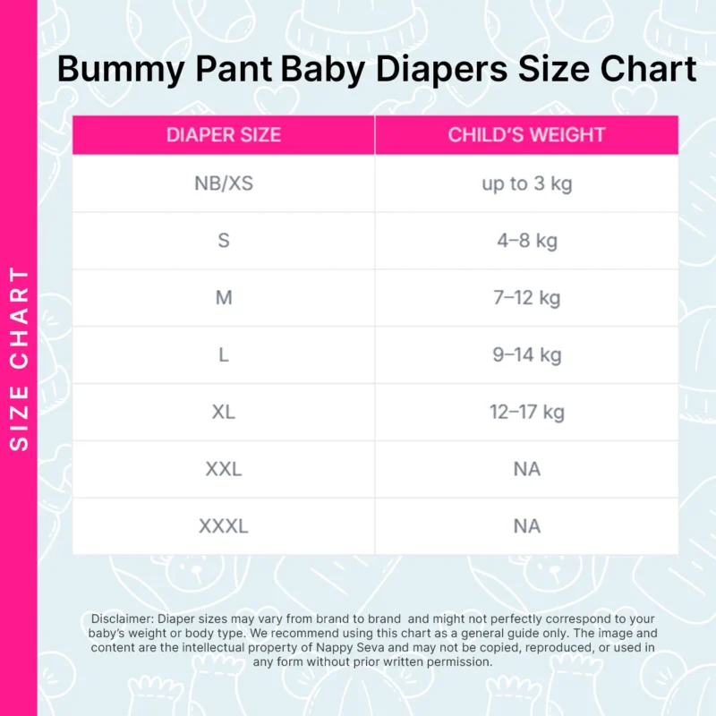 Bummy Pant Baby Diapers Size Chart
